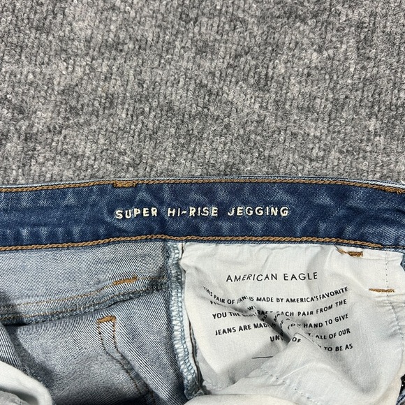 American Eagle Outfitters Super High Rise Jegging Jeans Womens 6 Blue Distressed - Picture 9 of 14